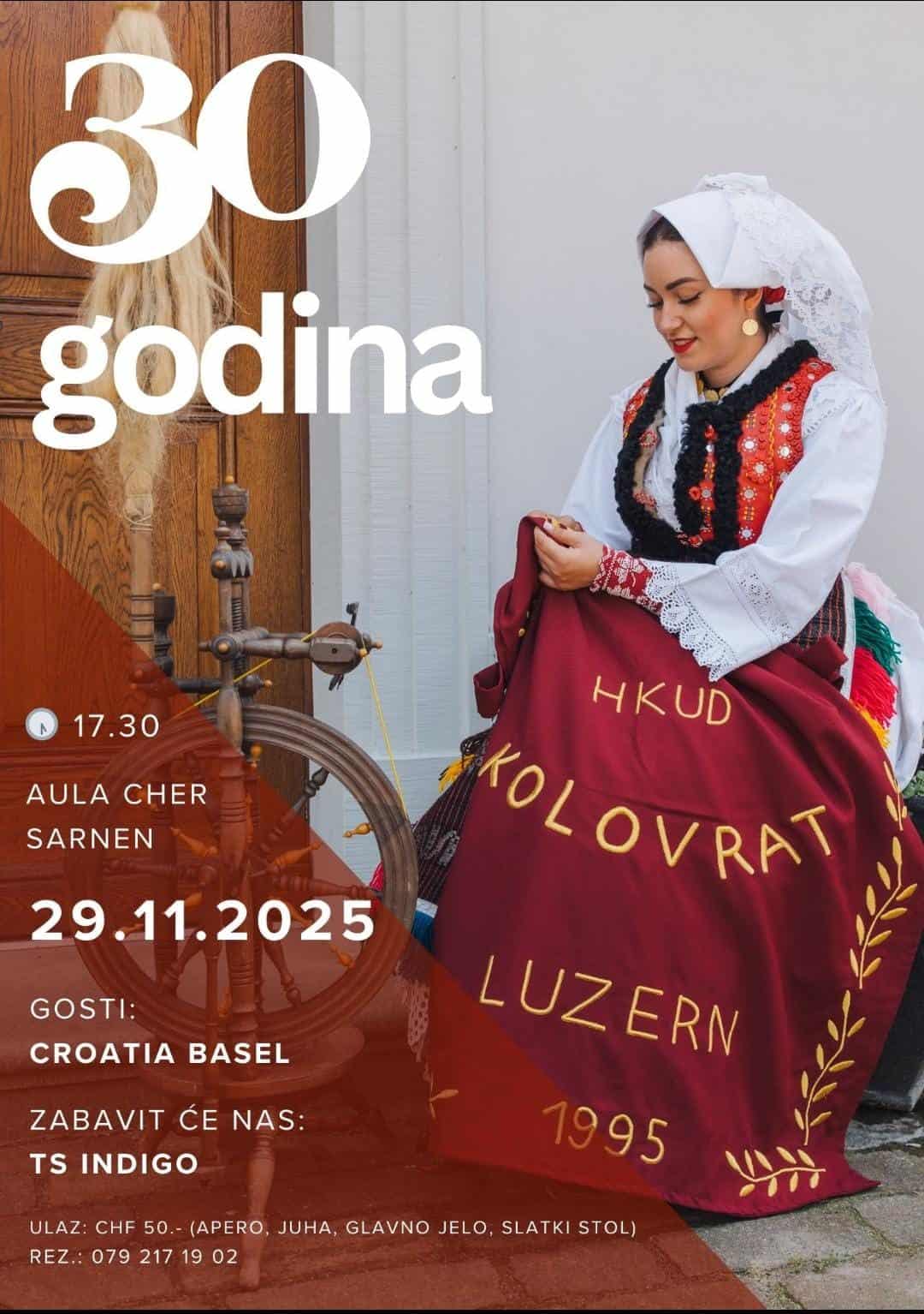 Najava zabave 30 godina HKUD Kolovrat Luzern