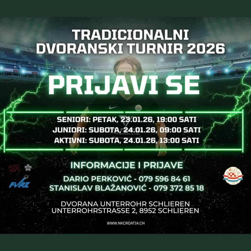 Tradicionalni dvoranski turnir NK Croatia Zürich 2026.