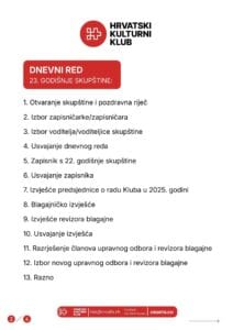 Službeni poziv na 23. godišnju skupštinu Hrvatskog kulturnog kluba u Švicarskoj